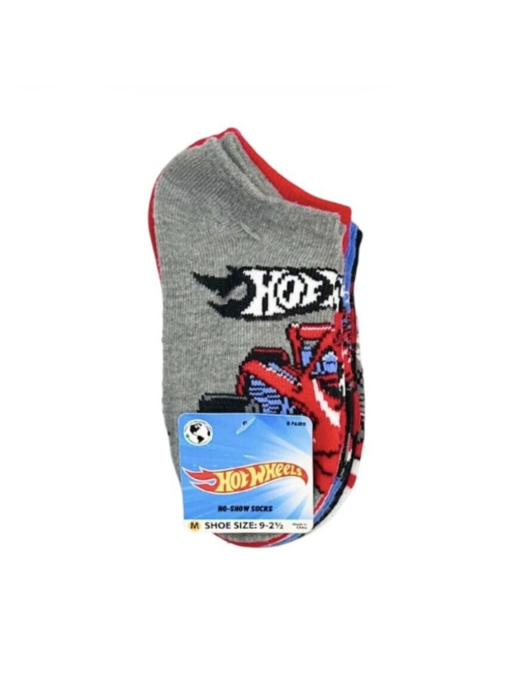 Hot Wheels, Boys No-Show Socks, 6-Pack Small 4.5-8.5 Shoe Size